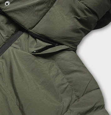 Pikowana kurtka przejściowa z paskiem khaki (23060-2)