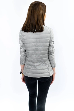 Pikowana kurtka z okrągłym dekoltem szara (w73)