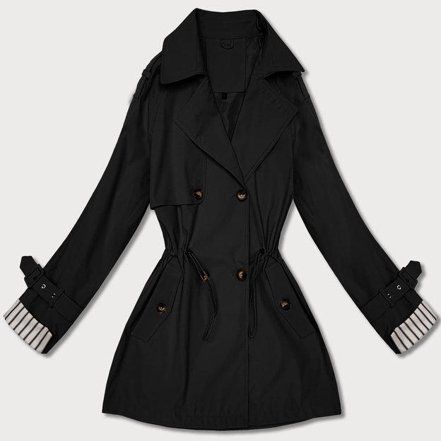 Krótki trencz na guziki Goodlookin czarny (KK60415-1#)