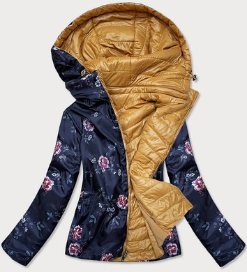 Pikowana kurtka dwustronna damska żółta (rqw-6844)