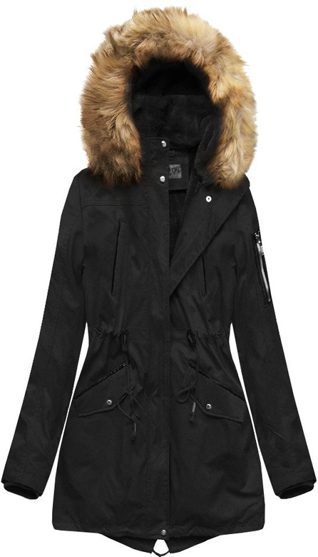 PARKA Z PODPINKĄ CZARNA (B2635)