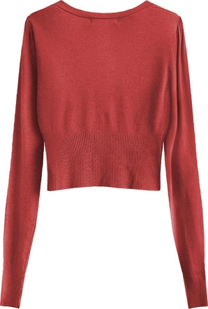 KRÓTKI SWETEREK Z TIULOWYMI OZDOBAMI CZERWONY (1516)