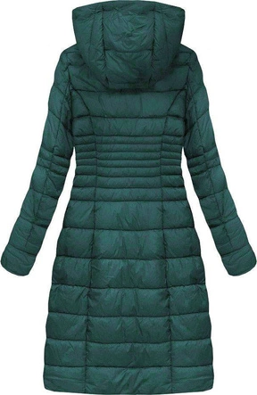 DAMSKA PIKOWANA KURTKA ZIMOWA Z KAPTUREM ZIELONA (7762BIG)