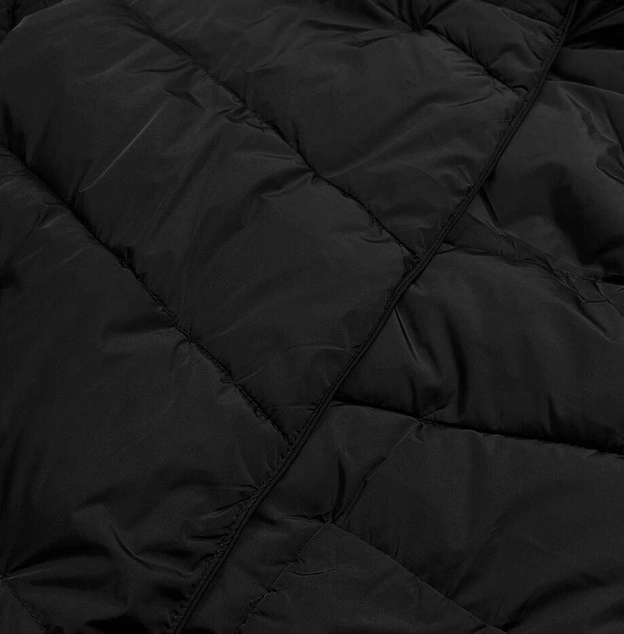 Długa zimowa kurtka damska czarna (2m-033)