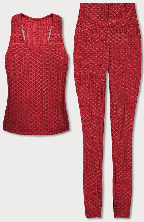 Sportowy komplet top i legginsy czerwony (YW88037-5)