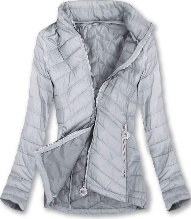 PIKOWANA KURTKA Z KAPTUREM SZARA (W622)