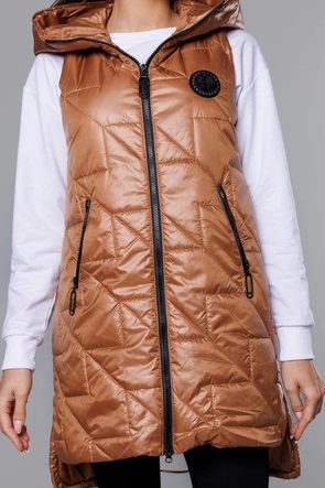 Pikowana kamizelka damska karmel (B8127-14)