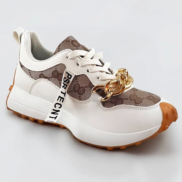 Buty sportowe z łańcuchem białe (n-205)