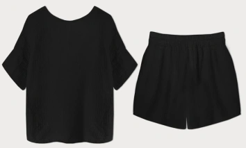 Bawełniany komplet t-shirt i szorty czarny (34437)