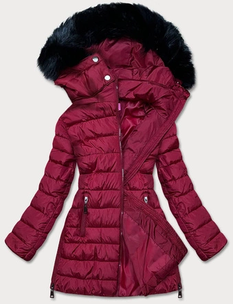 DAMSKA KURTKA Z SUWAKAMI BORDOWA (8975-B)