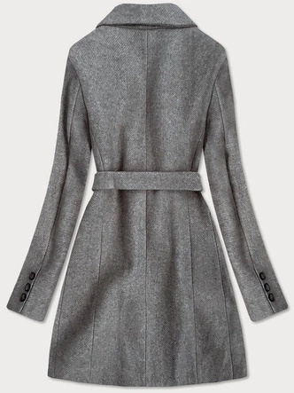 KLASYCZNY DAMSKI PŁASZCZ Z DOMIESZKĄ WEŁNY SZARY (2715)