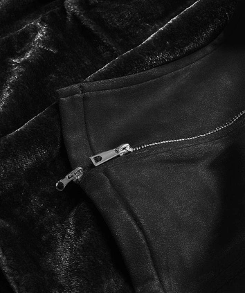 ZAMSZOWY DAMSKI PŁASZCZ ZIMOWY Z PASKIEM CZARNY (6515)