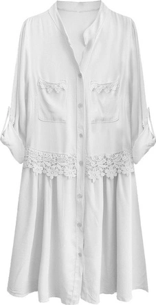 BAWEŁNIANA SUKIENKA KOSZULOWA BIAŁA (307ART)