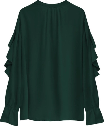 BLUZKA Z FALBANAMI CIEMNOZIELONA (474ART)