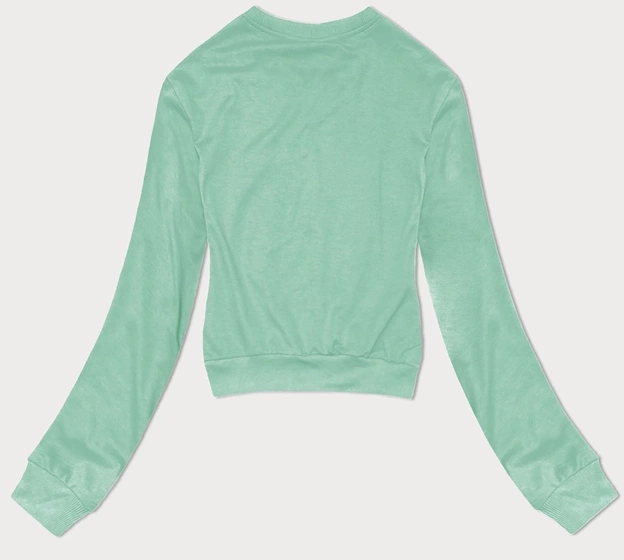 Cienka krótka bluza dresowa damska miętowa (8B938-61)