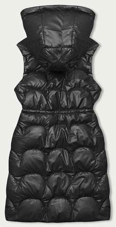 Taliowana kamizelka z kapturem czarna (B8172-1)