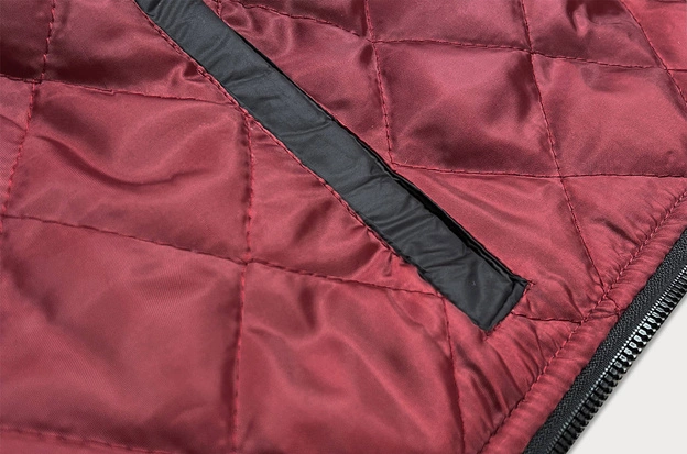 Męska kurtka bomberka z pikowaną podszewką czarno-czerwona (AK95-1A)