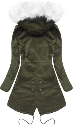 BAWEŁNIANA PARKA ZIMOWA KHAKI-BIAŁA (L111)