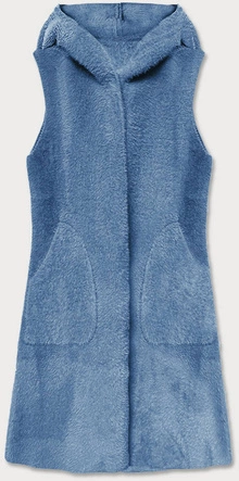 Długa kamizelka a'la wełna niebieska (b3001-13)