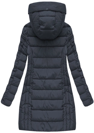 DŁUGA KURTKA Z KAPTUREM GRANATOWA (B1056-30)