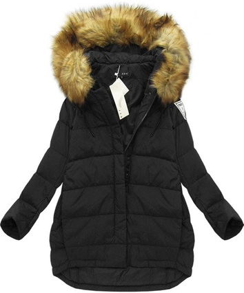 KURTKA Z PUCHEM NATURALNYM CZARNA (8062)