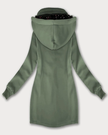 Bluza damska z kapturem i stójką LHD szarozielona (AMG-171)