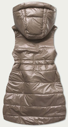 BŁYSZCZĄCA KAMIZELKA Z KAPTUREM CAPPUCCINO (B9783-12)