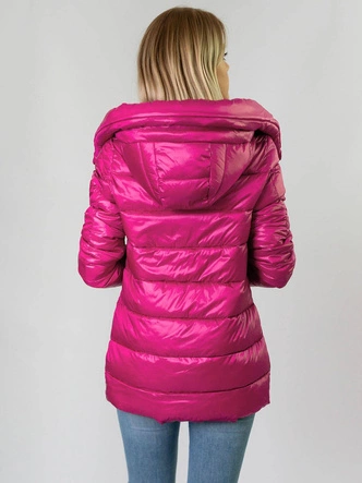ZIMOWA PIKOWANA KURTKA DAMSKA Z KAPTUREM AMARANTOWA (7698)