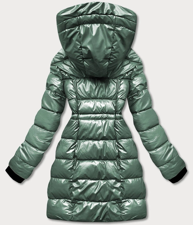 Metaliczna kurtka dwustronna damska zielona (R8070)