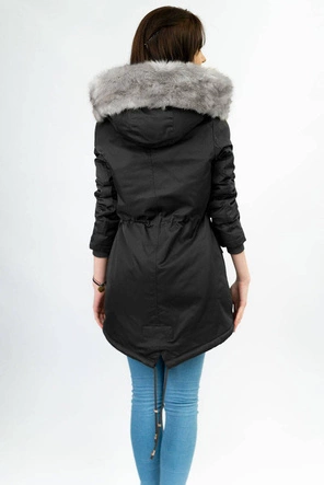 DAMSKA PARKA ZIMOWA NA FUTERKU CZARNA (B508)