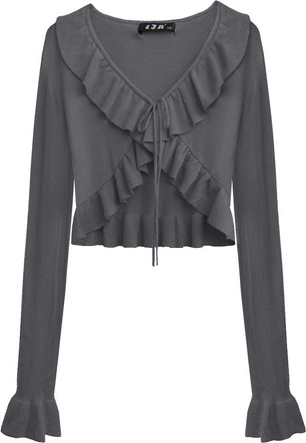 KRÓTKI WIĄZANY SWETEREK CIEMNOSZARY (1578)