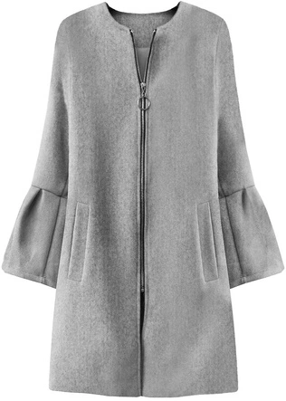 PŁASZCZ Z BUFIASTYMI RĘKAWAMI JASNOSZARY (18133)