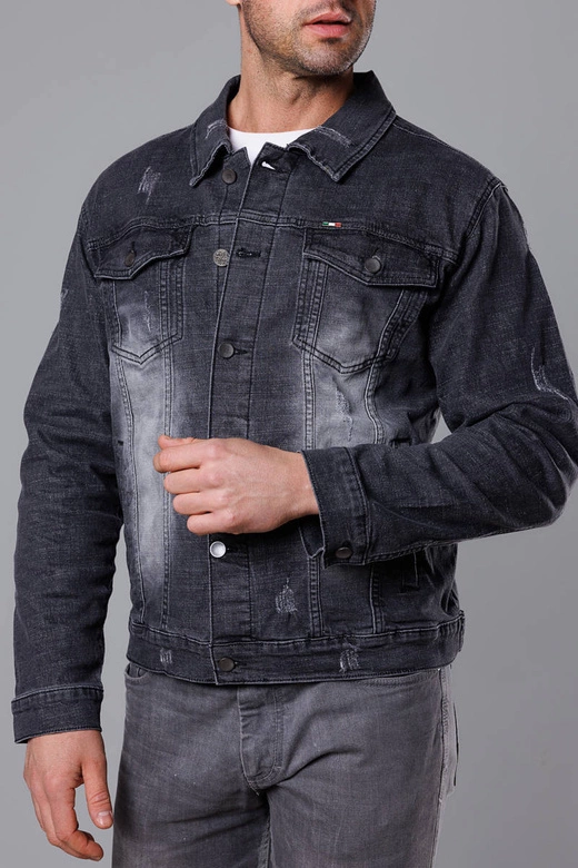 Jeansowa kurtka męska czarna (MJ525N)