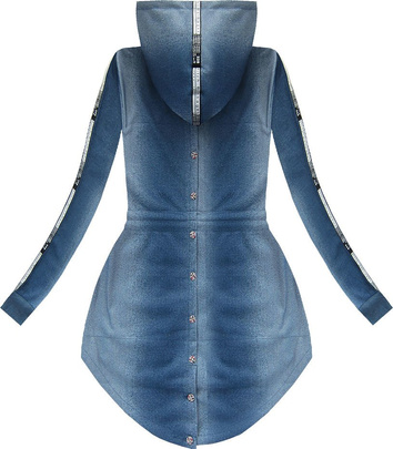 BLUZA Z HAFTAMI I NAPISAMI NIEBIESKA 1/1 (J63BS)