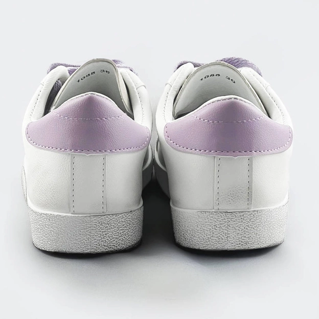 Damskie trampki z łączonych materiałów biało-fioletowe (1088)