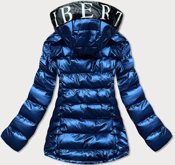 Damska kurtka pikowana z kapturem niebieski ciemny/biały (xw817x)