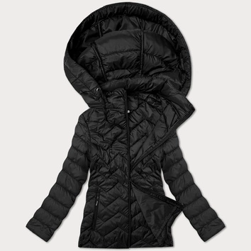 Pikowana kurtka plus size z kapturem J Style czarna (16M9267-392)