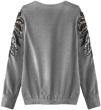 BAWEŁNIANA BLUZA Z CEKINAMI CIEMNOSZARA (203ART)