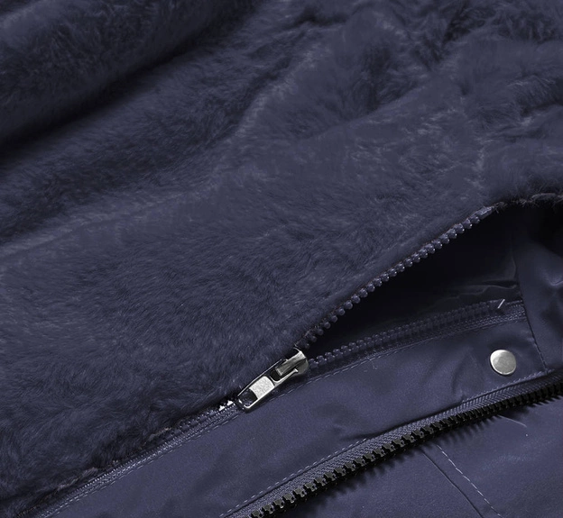 Ciepła kurtka zimowa damska granatowa (w629big)