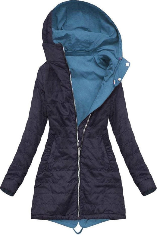 DWUSTRONNA PARKA Z KAPTUREM NIEBIESKO-GRANATOWA (W302)