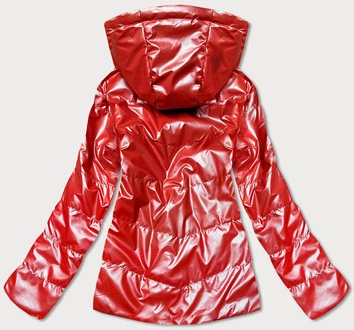 Dwustronna kurtka damska z kapturem czerwona (br9795-4)