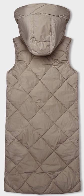 Długa kamizelka damska oversize ciemny beż (5M3165-84)