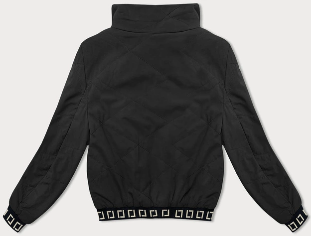 Krótka kurtka damska ze stójką czarna (5M3161)