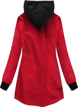 BLUZA Z ŁĄCZONYCH MATERIAŁÓW CZARNO-CZERWONA (530)