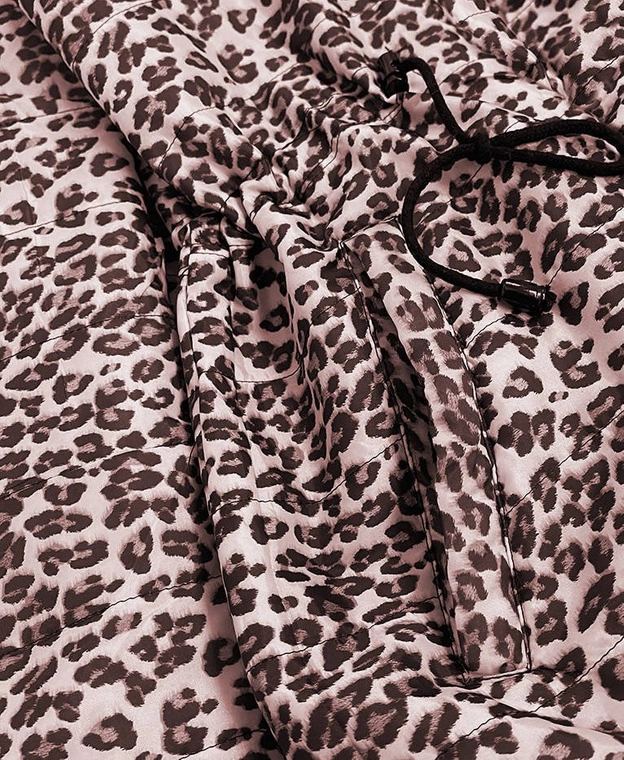 DWUSTRONNA DAMSKA KURTKA Z KAPTUREM ZIELONA-PANTERKA (SS66-1)