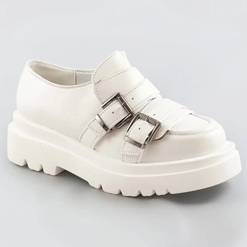 Mokasyny na grubej podeszwie ecru (s860)