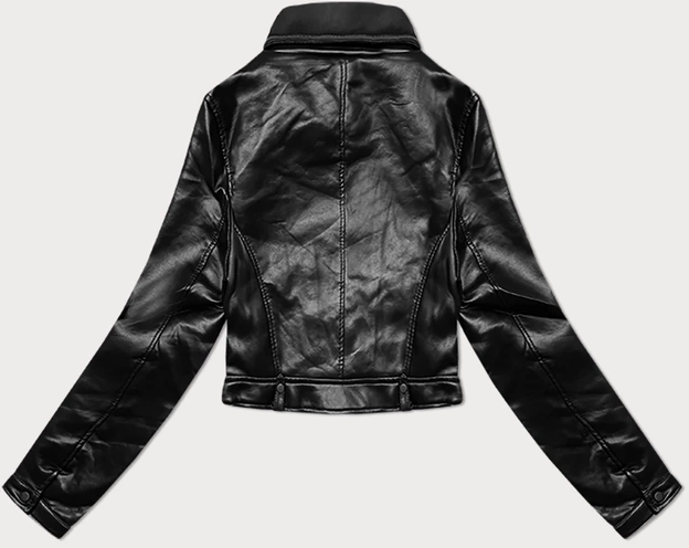 Skórzana kurtka z klapami J Style czarna (11Z8128)