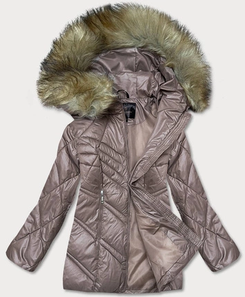 Przejściowa kurtka damska z kapturem cappuccino (H-97)