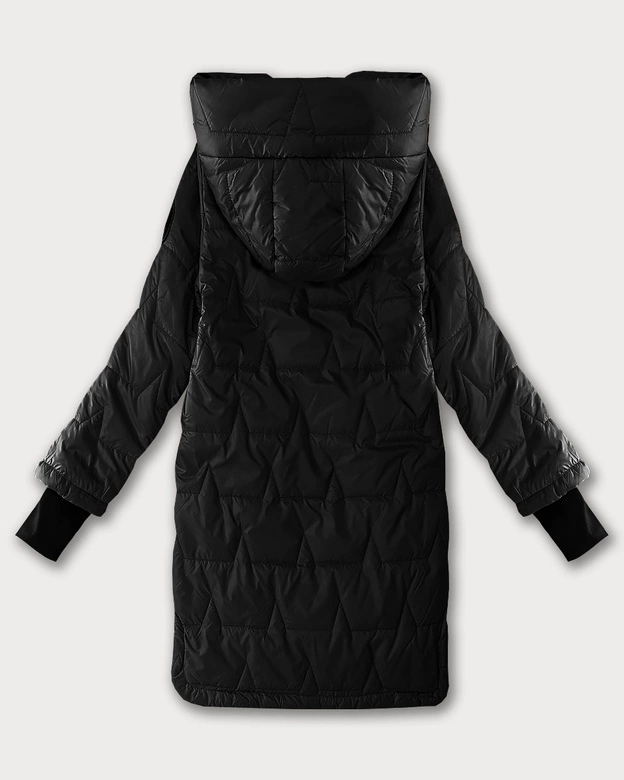 Pikowana kurtka damska z dzianinowymi ściągaczami S'West czarna (B8505-1)