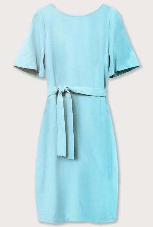 OŁÓWKOWA SUKIENKA Z PASKIEM BŁĘKITNA (313ART)